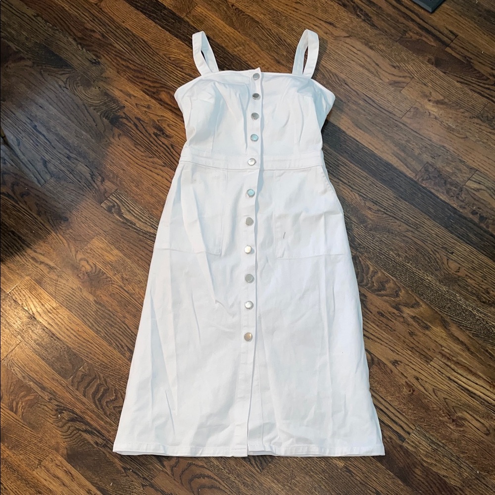 Blue 73 White Button-Down Dress 8